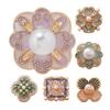 Women Brooch Imitation Pearls Enamel Glaze Flower Shape Shawl Pin Lapel Neckline Clip Anti-Exposure Buckle
