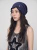 Retro simple and high-end lace button cold hat, warm in autumn and winter, plain knitted stacking hat, small headgear hat