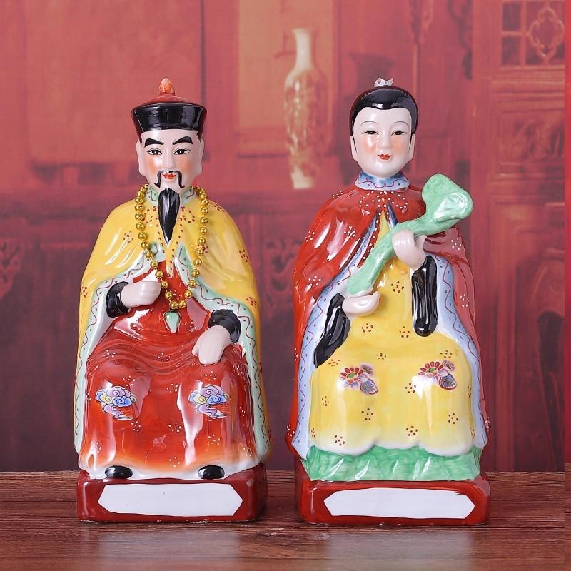 Antique Color Porcelain Statue - Hu Huang Chang Mang Four Great Families Deity, Chinese Folk Religion Altar Figurine, Home Prote