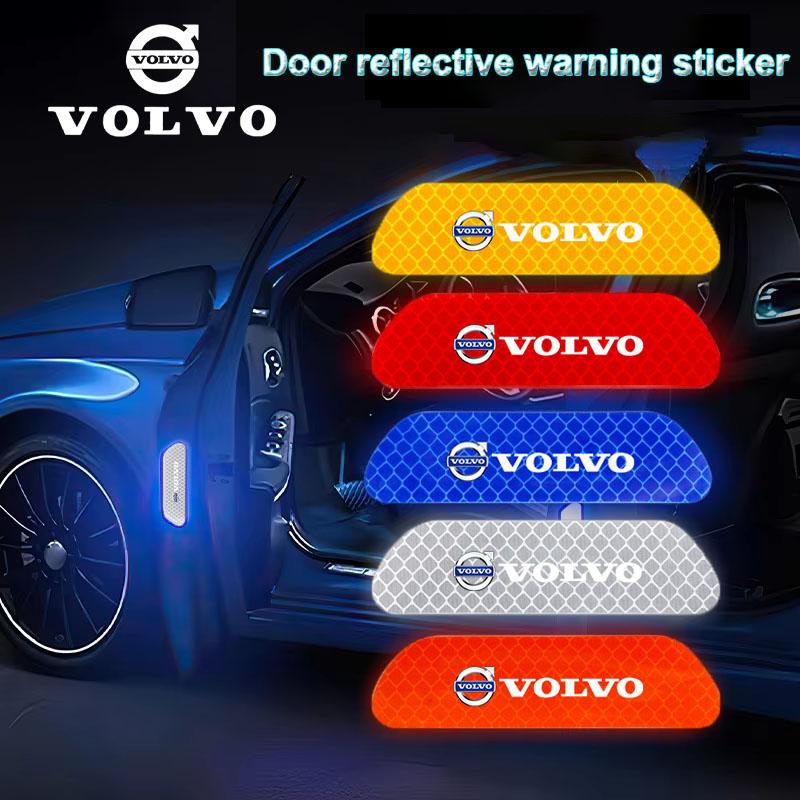 bjs8 4Pcs Car Door Reflective Stickers Safety Warning Mark For Volvo Rdesign Polestar AWD XC40 XC60 XC90 V60 S60 S80 S90 V90 V70 T6