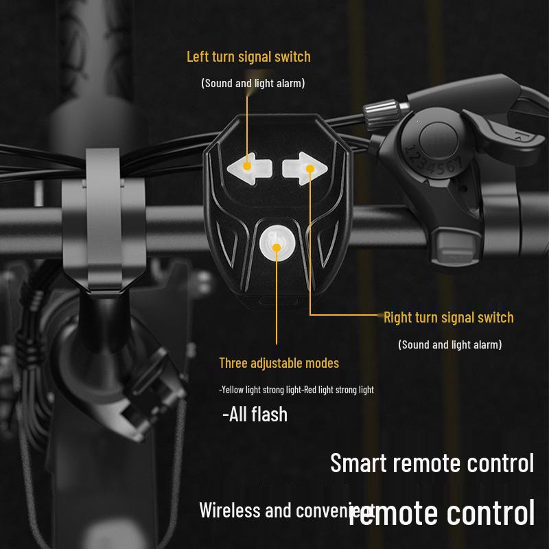 Wireless Remote Control Bicycle Tail Light with Type-C Charging, Detachable 1-Button, and Left/Right Steering Warning