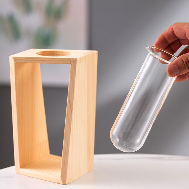 Nordic Wooden Test Tube Γυάλινο Βάζο Υδροπονικό Διακοσμητικό Βάζο Διακοσμητικό Βάζο Δοχείο ξηρού λουλουδιού