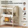 Hamster cage, 2 levels, small animal cage with storage compartment, accessories, 84 x 53 x 110 cm, natural wood
