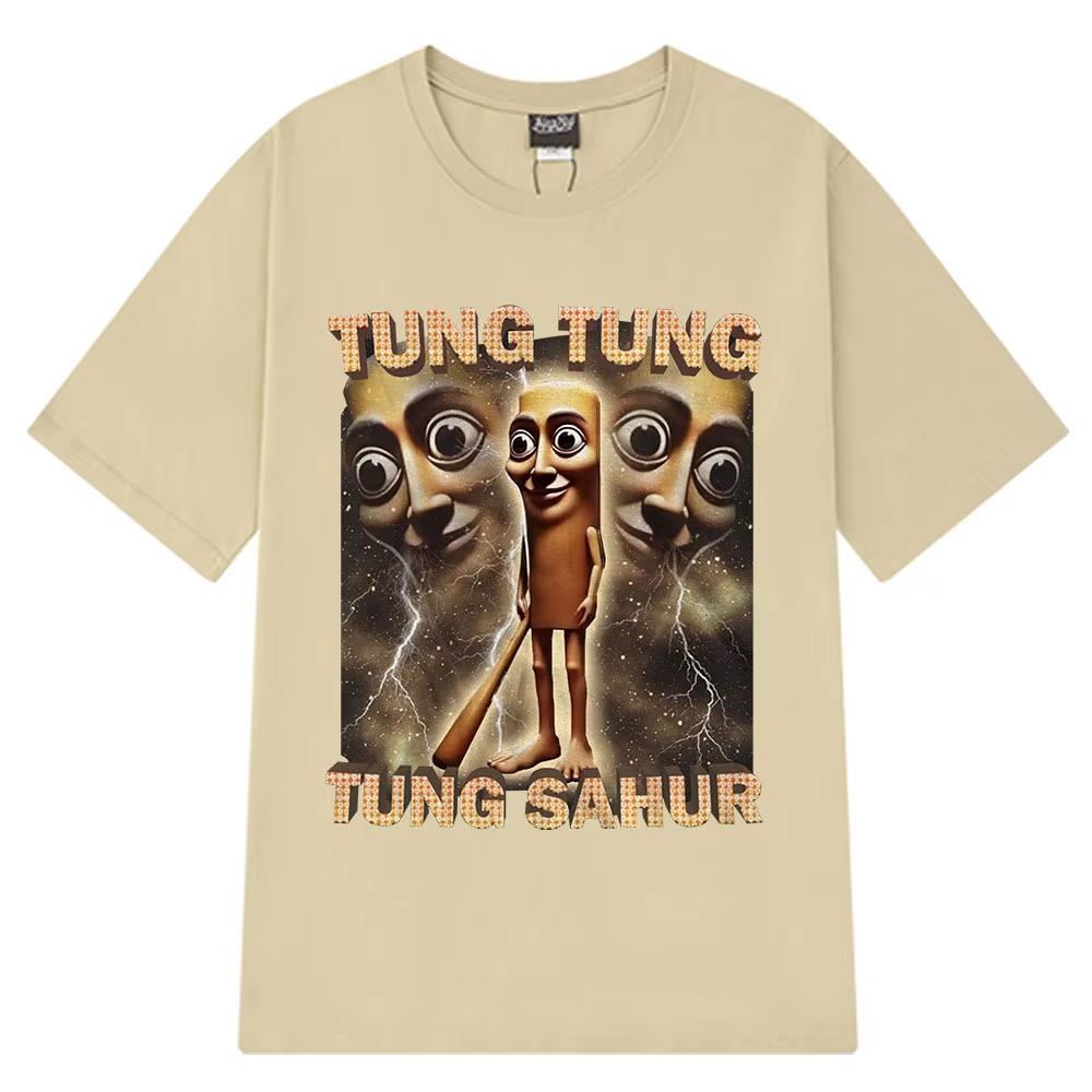

Винтажная футболка с мемом про бейсбольную биту Tung Tung Sahur, мужская одежда, модный стиль, футболки унисекс, летние хлопковые футболки 4XL