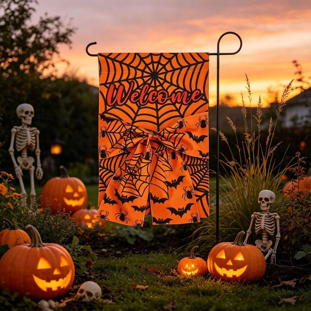 Washable Halloween Garden Flag Creative Fall Garden Flag Multipurpose Pumpkin Cloth Flag Porch