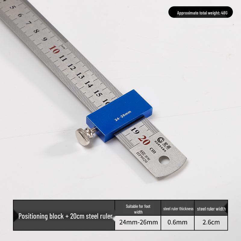 Adjustable Steel Ruler Block: Movable Positioning & Marking Guide
