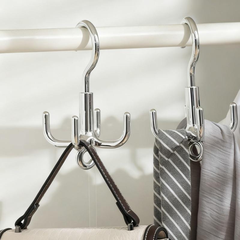 1 2 3 Pcs Multifunctional Rotating Clothes Hook Punch Free 4 Claws Rotation Belt Organizer Scarf Storage Coat Hanger Wardrobe