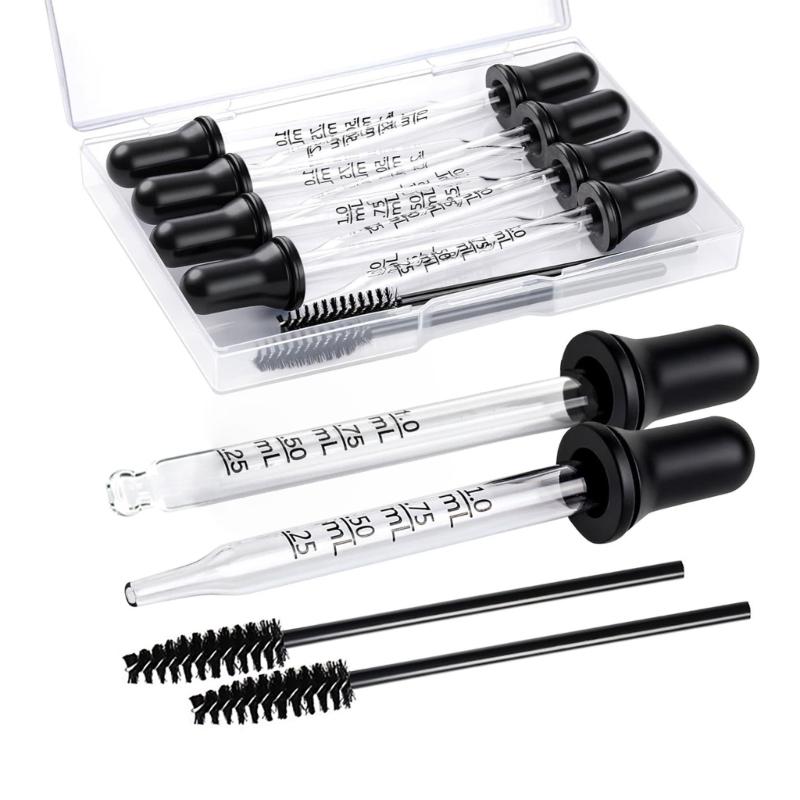 Reusable Liquid Dropper Accurate Measurement Straight Tip Essential Oil Dropper Glass Pipette Dropper with Brush 1