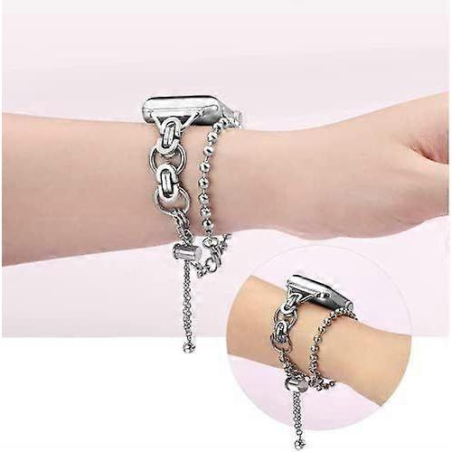 20mm Metal Band Compatible with Apple Watch Women Men Adjustable Strap Stainless Steel Replacement Bangle