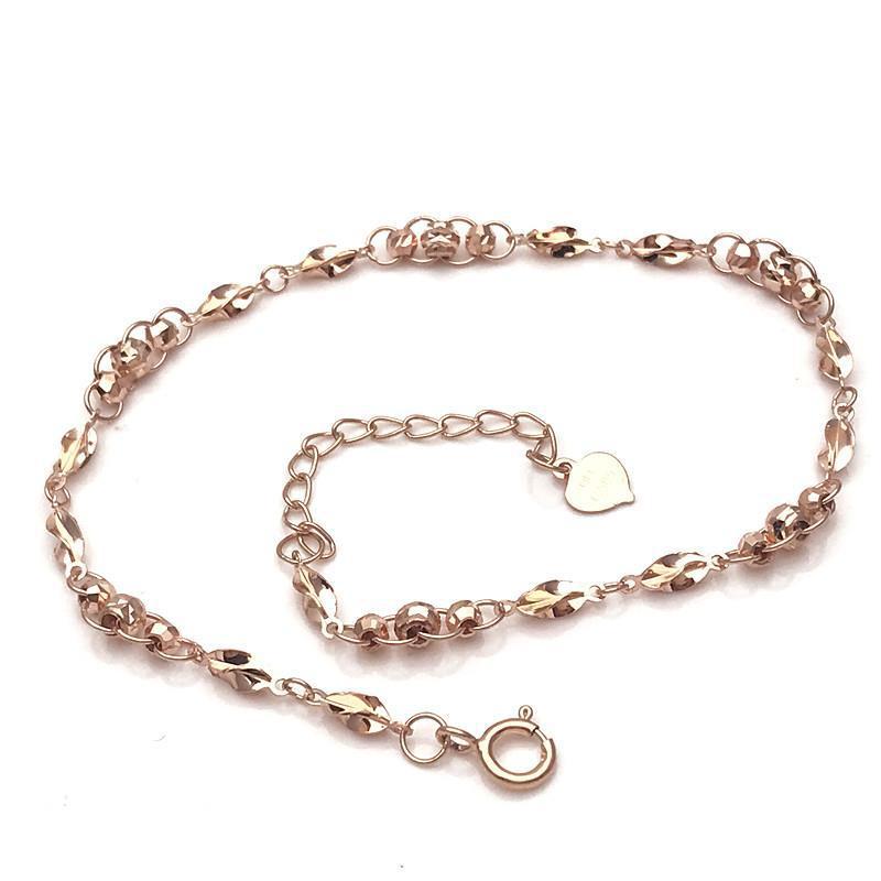 585 Purple Gold Simple, Elegant And Exquisite Temperament Rose Gold-Plated Color Gold Women'S Bead Bracelet