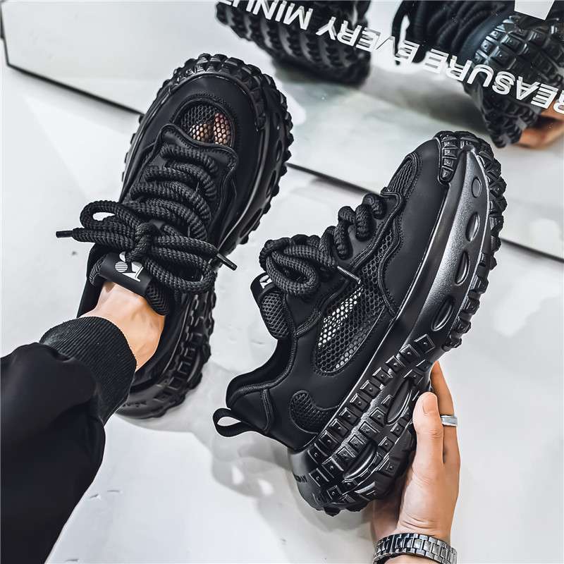Men's Spring Shoes Tire Sole Mesh Height-enhancing Dad Shoes Summer Versatile Casual Sports Shoes