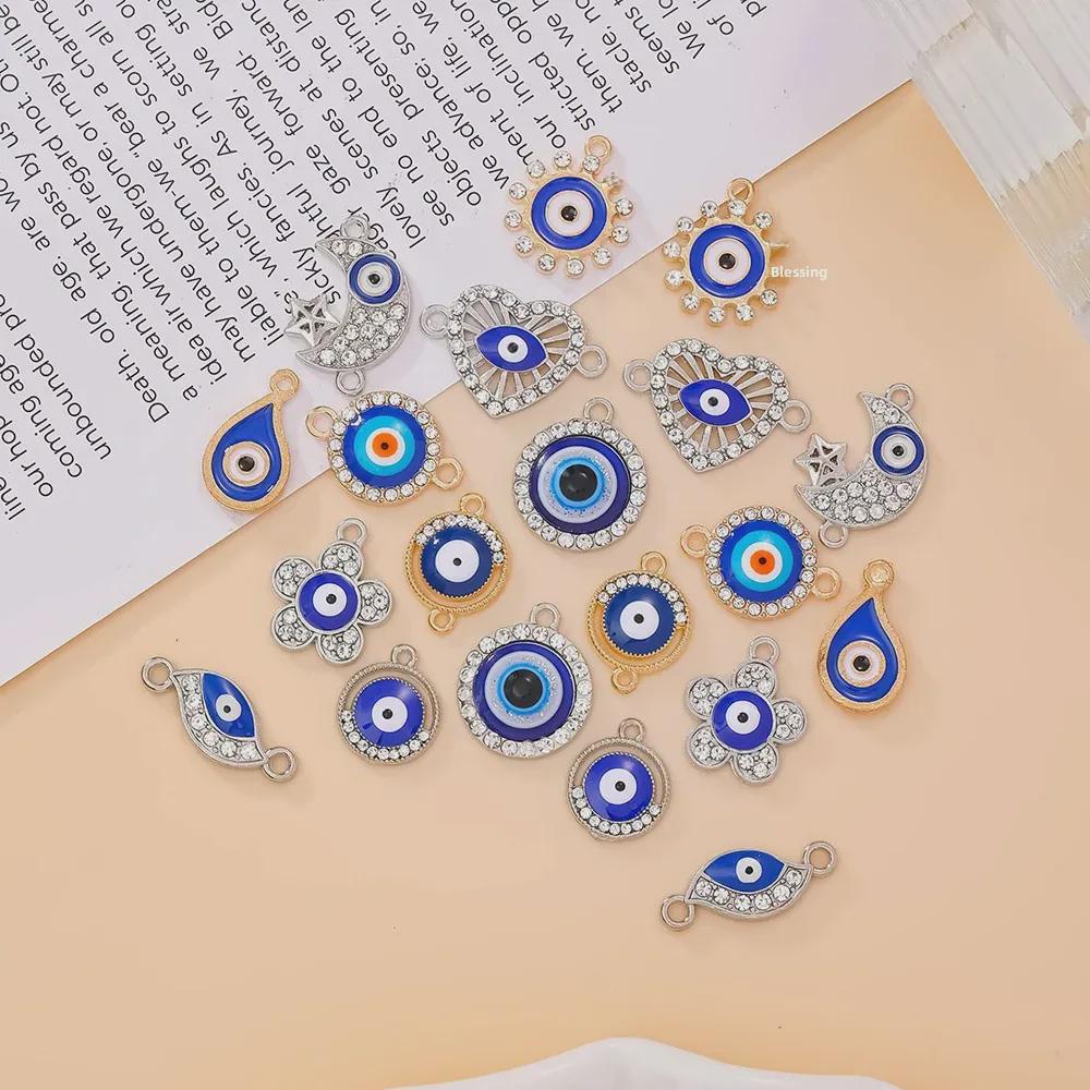 Set Colier cu Pandantiv Ochiul Turcesc și Brățară cu Accente Albastre în Formă de Picătură