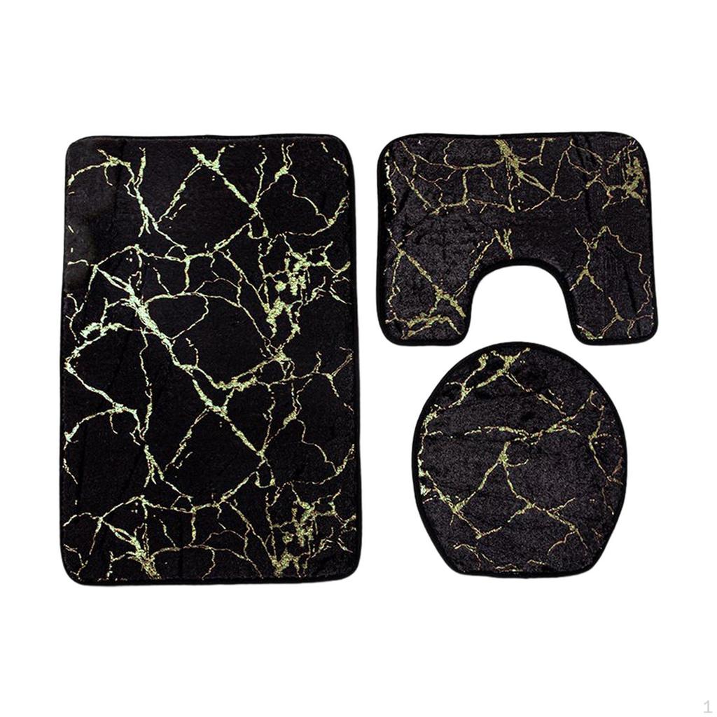 3 Pack Toilet Seat Cushion Sets Decorations Non-slip Breathable Water-absorbent Washable Bath Mat