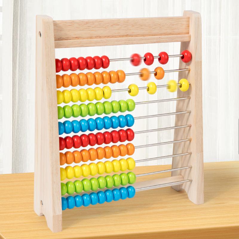 Wooden Abacus Educational Toy - Ten-Row Soroban for First and Second Grade Math