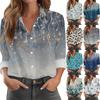 Women's Shirt With Floral Print Buttons, Long Sleeved Casual Regular Shirt Blouses Casual Plus Size Basic Tops