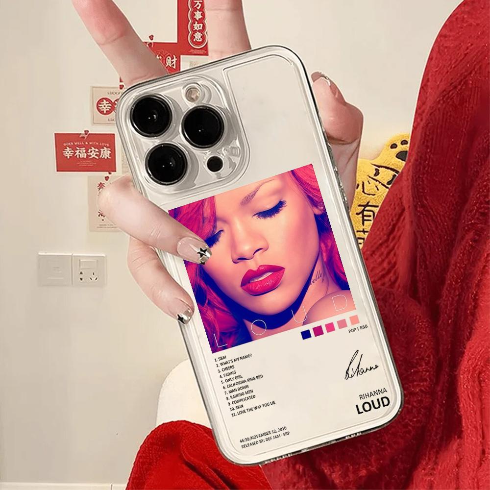 

HOT Singer R-RIHANNA Phone Case For iPhone 17 16 16e 15 14 13 12 11 Mini Pro Max X XR XSMax 7 8 Air Plus Transparent Back Cover iPhone 16e
