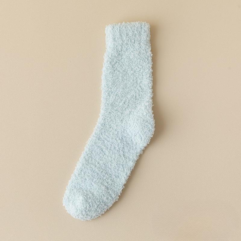 Solid-color Coral Fleece Socks - Children's Warm Sleep Socks with Added Padding and Thickened Mid-calf Floor Socks