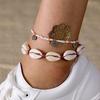 2 Pcs/set Simple Colorful Beads Acrylic Shell Cotton Rope Anklet Set Women Fashion Jewelry Gift