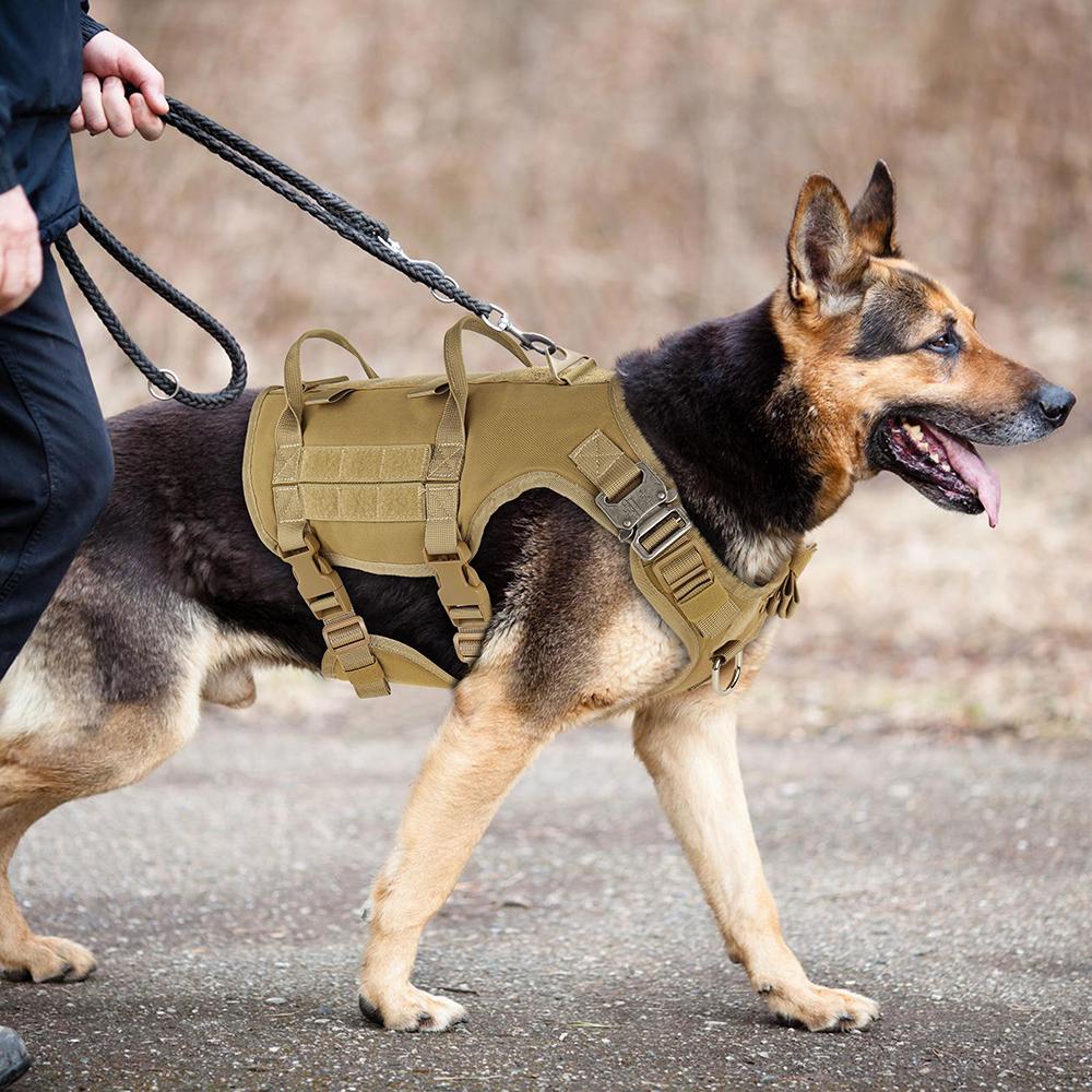 Nylon Tactical Dog Harness Military Dogs Vest Durable Pet Training Harnesses with Flags for Medium Large Dogs Golden Retriever