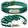 Personalized Dog Collar And Leash Set Real Leather Pet Collars Dogs Walking Lead Leash for Small Large Dogs Pitbull XXS-XL