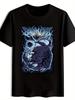 Retro Rock Band Graphic T-shirt - Black Short Sleeve Crew Neck