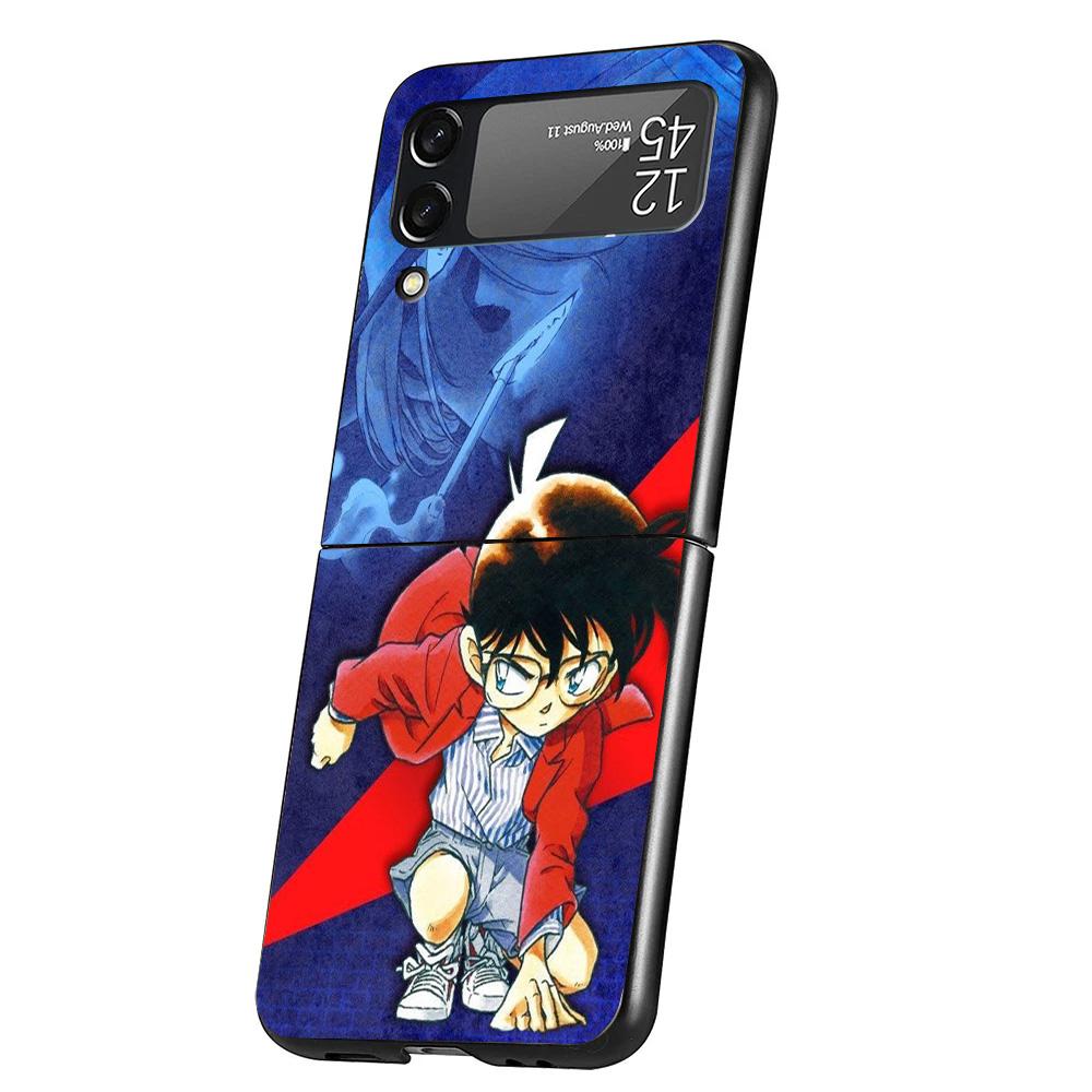 Anime Conan Cover Phone Case For Samsung Galaxy Z Flip 7 6 5 4 3 5G Flip7 Flip6 Flip5 Flip4 Flip3 Black Fundas Shell Galaxy Z Fl