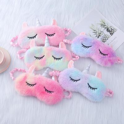 Colorful Plush Unicorn Sleep Mask - Cute Cartoon Eye Mask for Sleep and Eye Protection