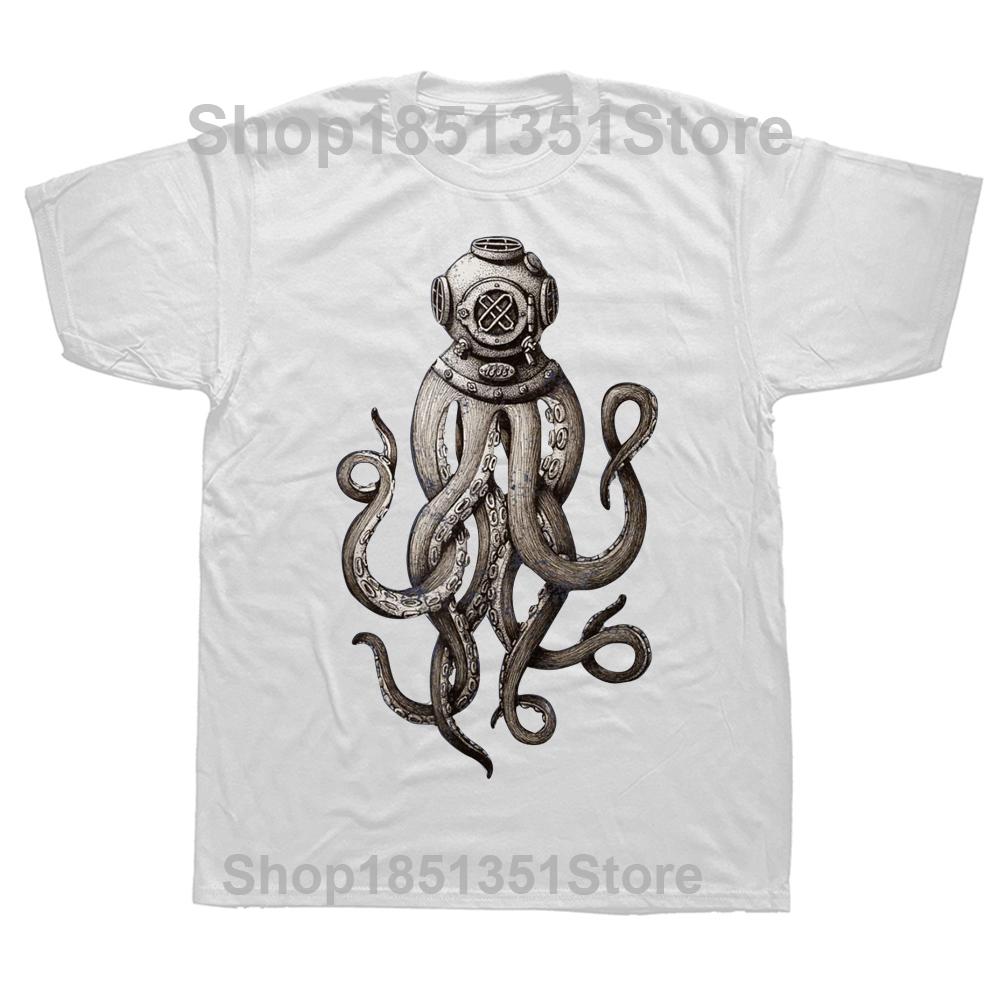 

Funny Retro SCUBA Diver Octopus T Shirt Summer Style Graphic Cotton Streetwear Short Sleeve Birthday Gifts Tshirt Mens Clothing S
