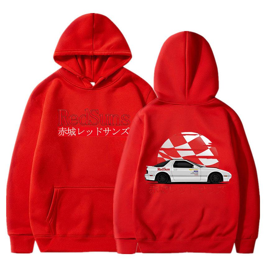 Initial D Drift Akagi RedSuns Hoodie Japanese Anime AE86 Unisex Women Fashion Hoodies Streetwear JDM Automobile Culture Sweatshirts