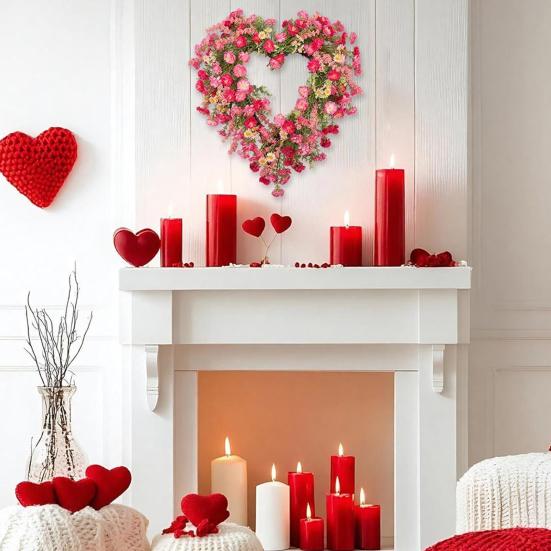 Julkrans Hjärtformad Inomhus Utomhus Dekorativ Krans med Festliga Blommor Grönska Hemfest Kontorsdekor