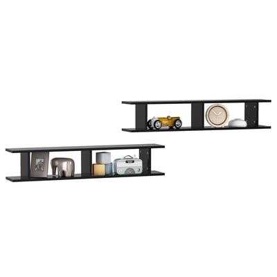 Wall Shelves 2 Pcs Black 105 X 18 X 20 Cm Engineered Wood