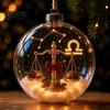 Acrylic Xmas Balls for Party Lighted Zodiac Christmas Ornament, Glowing Sign Ball with Warm LED, Durable Garden 3D Clear Hanging Pendant Tree Mantel,