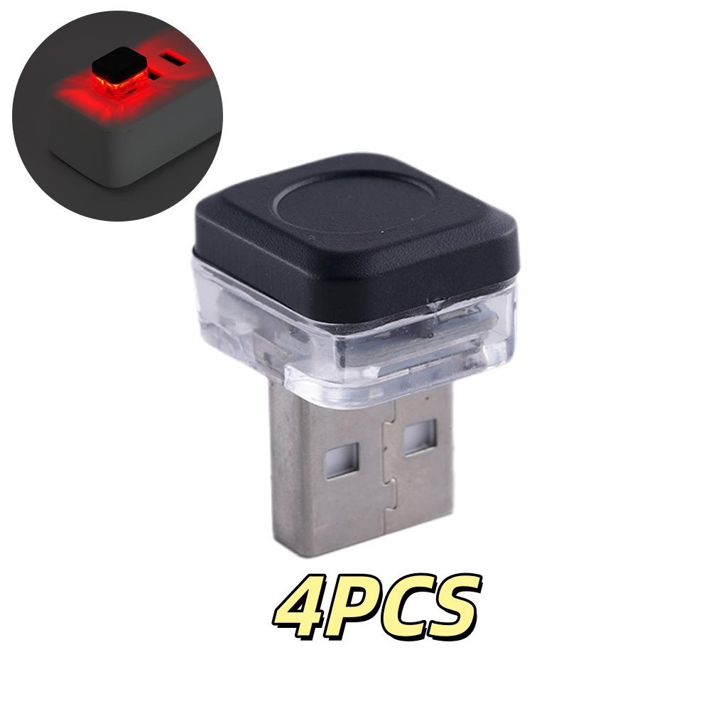 1/4 Stück Universelles USB-Auto-Innenraum-Stimmungslicht LED-Signalleuchten Auto-Leselampe Dekorationen Auto-Innenzubehör