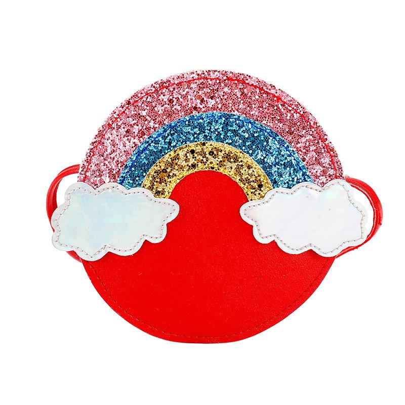 Lovely Baby Girls' Rainbow Coin Purse Fashion Children Round Crossbody Bags Cute Princess Small Handbag Accessories Shoulder Bag