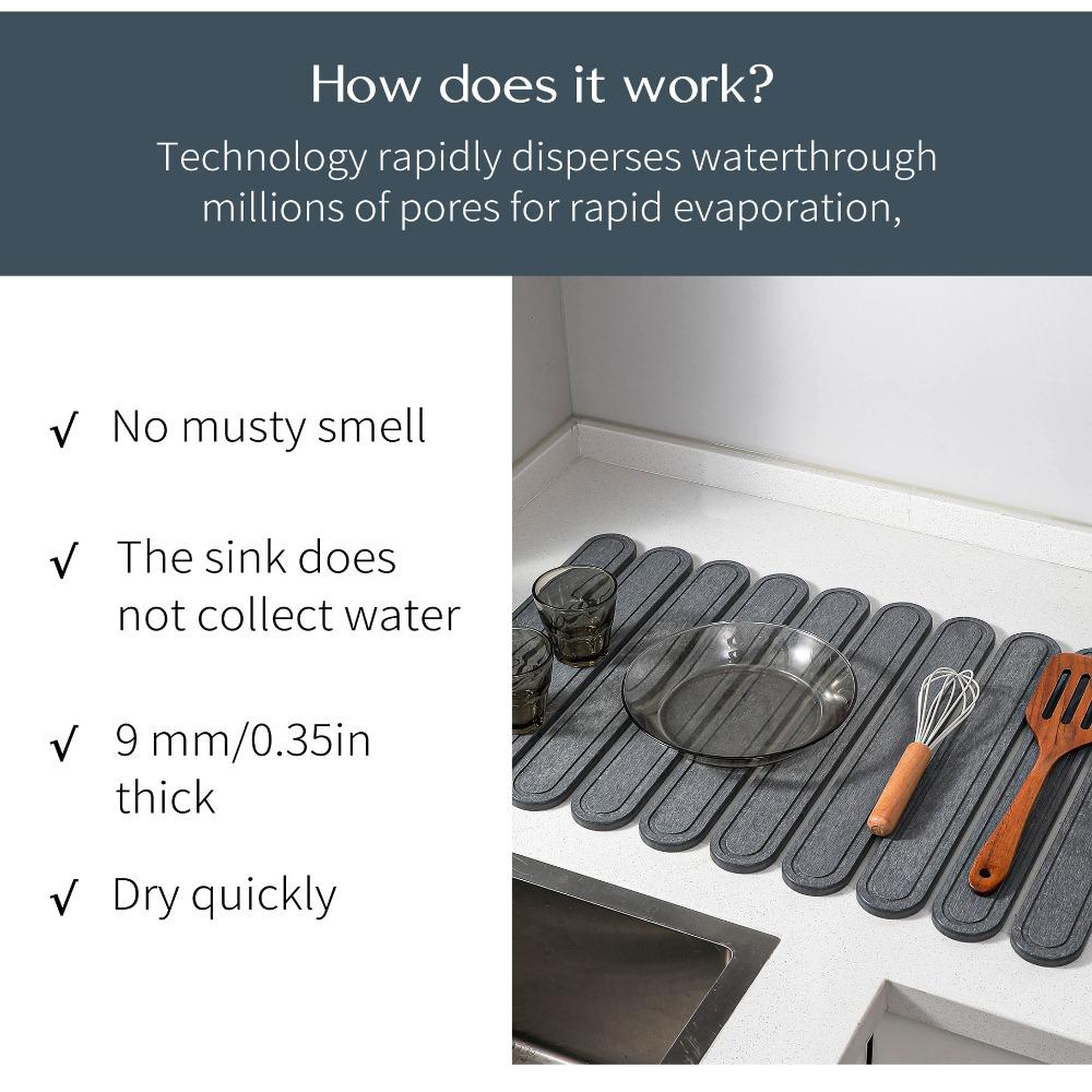 Quick Dry Tableware Drain Pad Diatomite Cup Drain Pad Bath Mat Dish Drying Mat  Vegetable