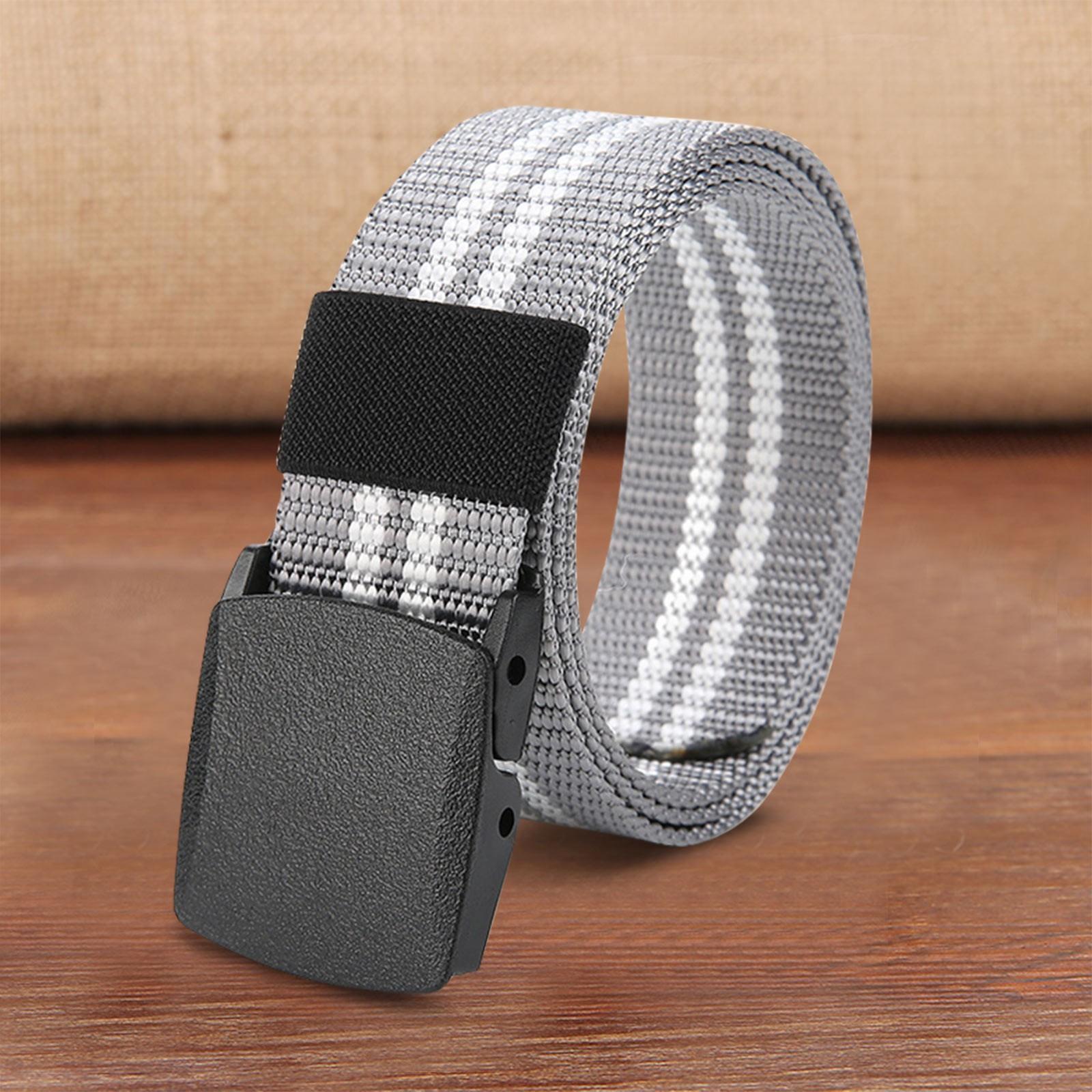 

Мужской нейлоновый ремень, повседневный пластиковый гладкий холст с гладкой пряжкой, регулируемый ремень One Size светло-серый