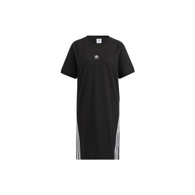 Originals Sophe 3-Stripes Solid Stripe Logo Sports Round Neck Short Sleeve Dress Women Dresses Black IA9073