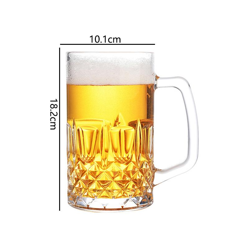 600ml/1000ml Luxury Beer Glass Creative Beer Glass with Handle Relief Water Cup Party Transparent Large Capacity Beverage Cup