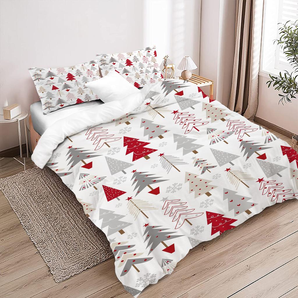 Christmas Pine Tree Snowflakes 3d Printed Duvet Cover set Christmas Style Bedding Set Soft Comfortable Quilt Cover Pillowcases