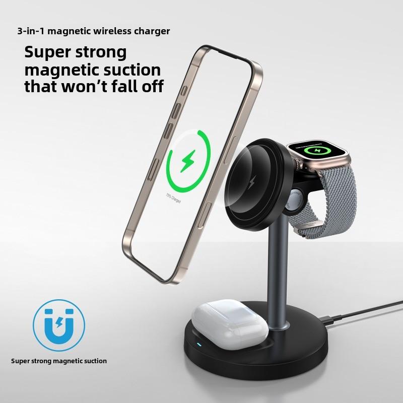 Nuovo caricabatterie wireless tre in uno per cellulare, supporto da tavolo, camera da letto, ricarica wireless adatto per telefono cellulare Apple Huawei