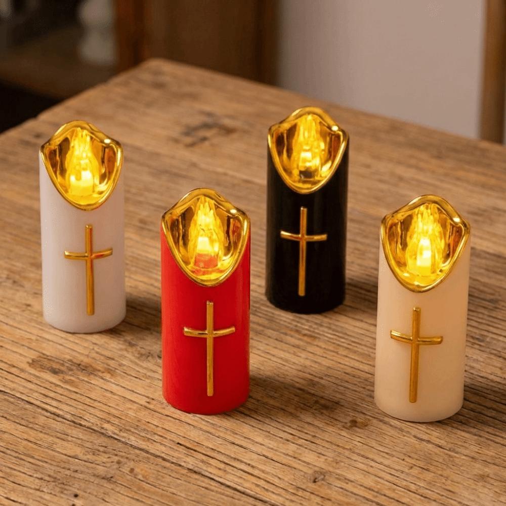 Resuable Christian Cross Candles Waterproof Realistic Flame Candles  Church Use