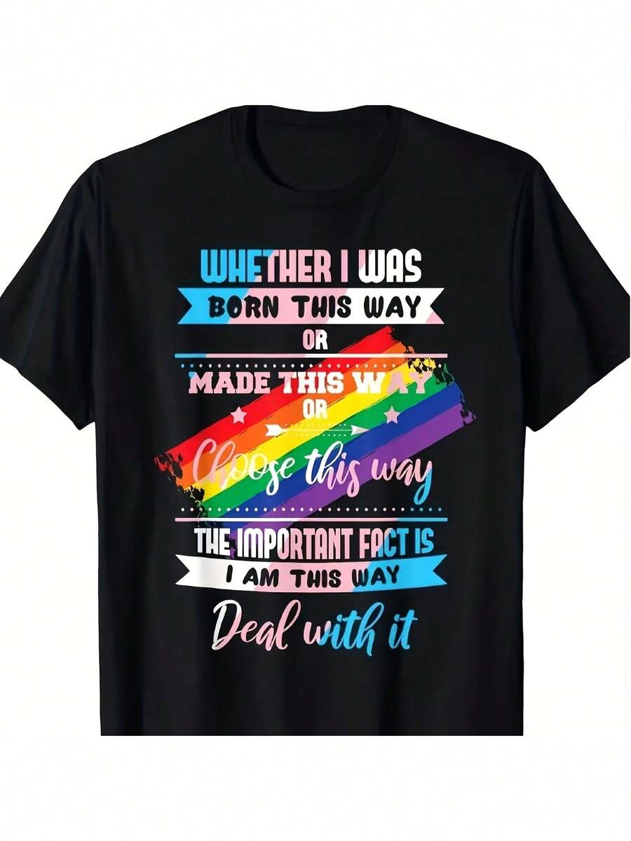 

Men s Born This Way LGBT Pride T-Shirt - 100% Cotton Rainbow Graphic Tee With Bold Slogan Gender 5XL різнокольоровий