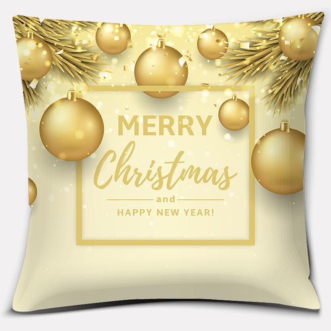 Gold Christmas Decoration Series Pillow Gift Home Office   Bedroom Sofa Car Cushion Cover
