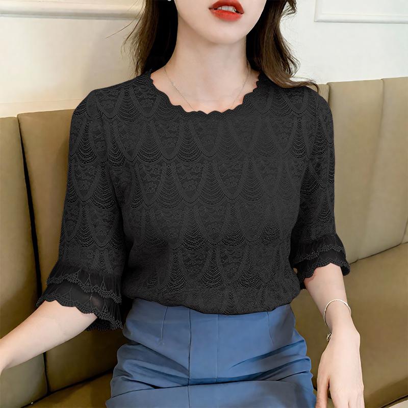 ZANZEA Women Casual Flare 3/4 Sleeve Elegant Lace Patchwork Blouse