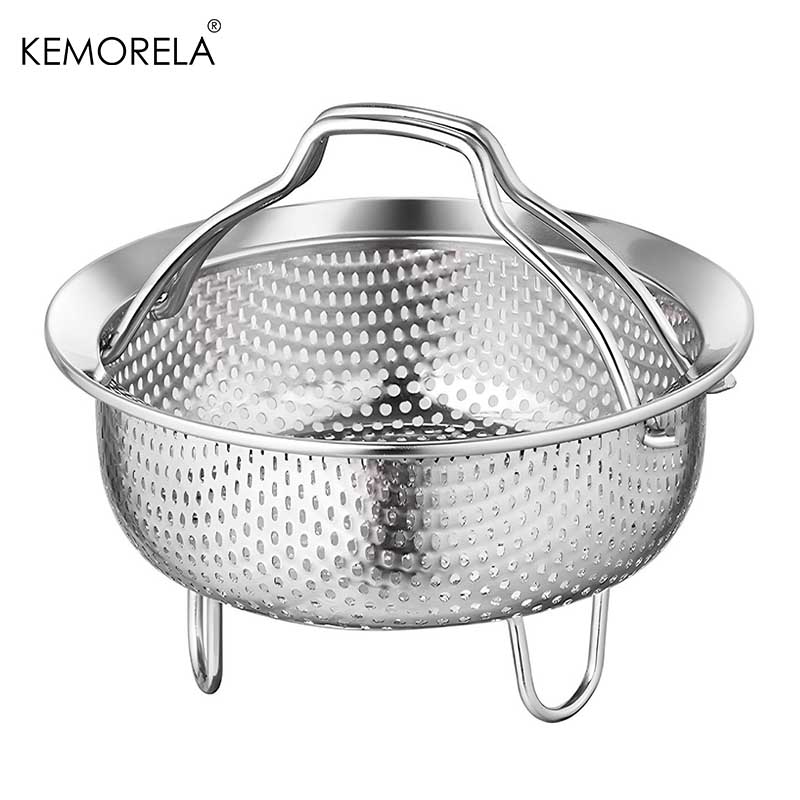 

Stainless Steel Steam Basket With Foldable Handle Vegetables and Fruits Drain Basket For Rice and Soup Separation Steaming Rack