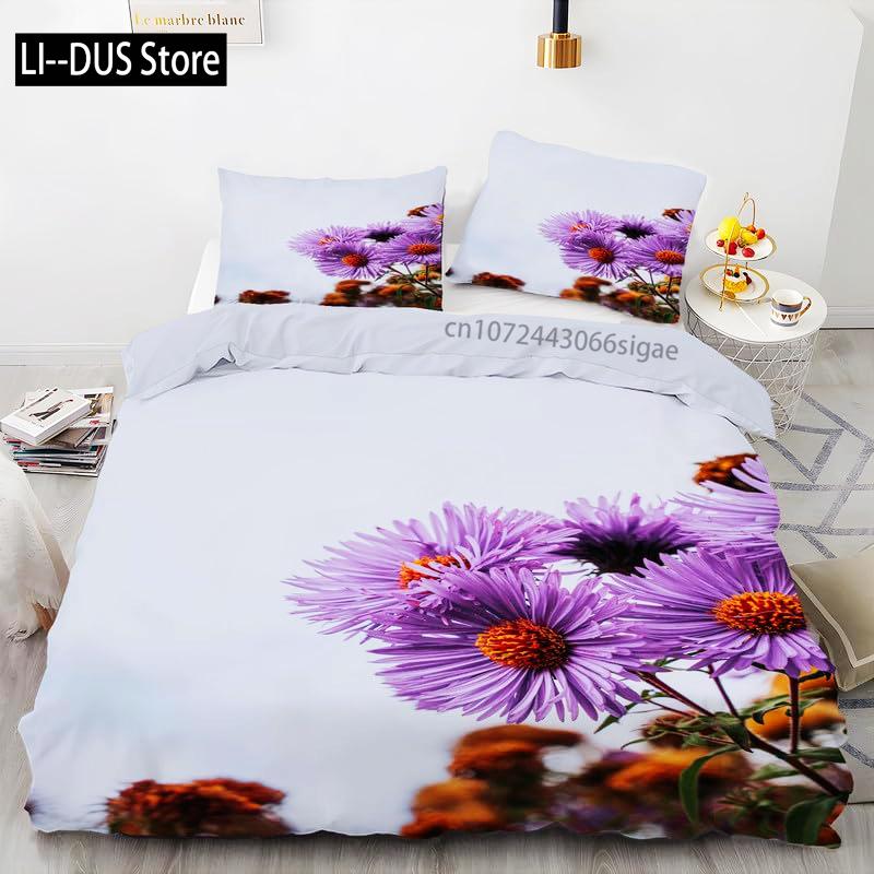 Daisy Flowers Bedding Set Twin Size, Floral Duvet Cover Bed Comforter Cover Set for Kid Boy Girl, Quilt Cover Set Decor 3 Piece