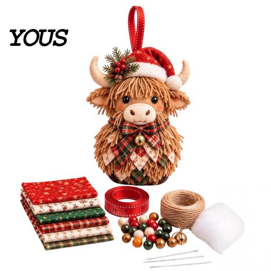Handcrafted Holiday Display Items DIY Patchwork Ornament Kit for Christmas Decoration, Decorative Fabric Party Materials Craft Set with Traditional