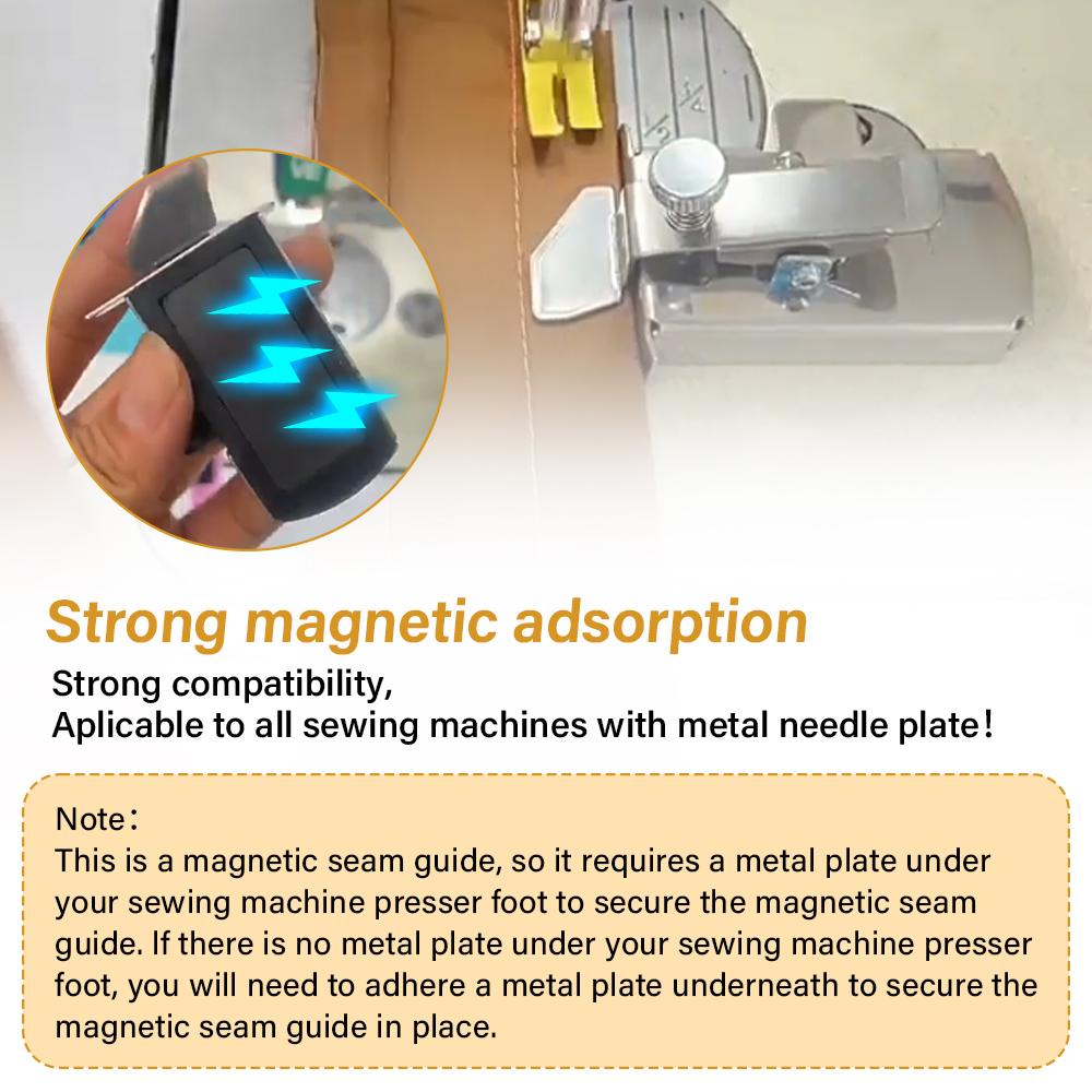 Magnetische Nahtführung für Nähmaschinen, multifunktionales Nählineal für gerade Säume, universelle Nähmaschinenaufsätze