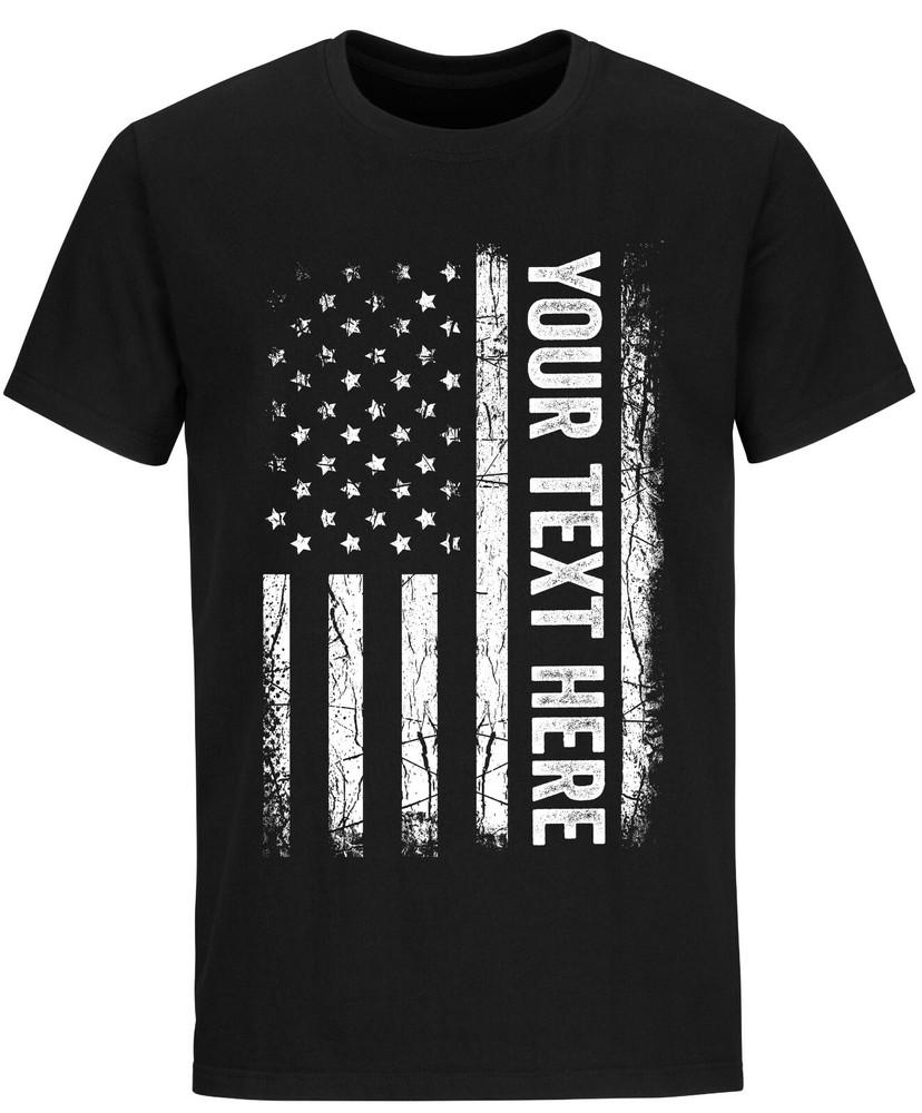 Custom Made Shirt USA Flag Patriotic Personalized T-shirt Your Own Printed Text