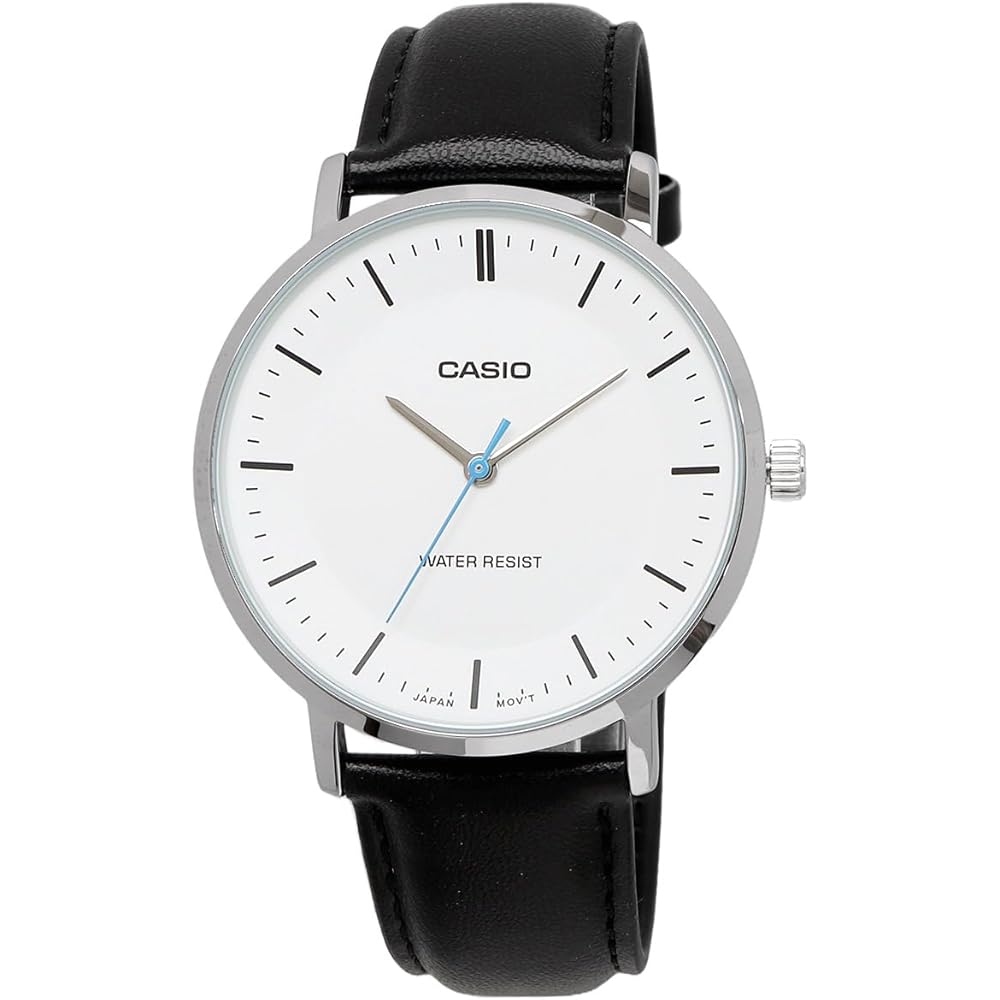 Casio MTP-VT04L-7E Quartz Men's Watch White Black Leather Band International Model